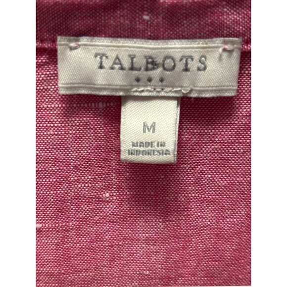 Talbots  Womens Tunic  Top Linen Heathered Red Long Sleeve Pocket Button-Up M - Picture 11 of 13